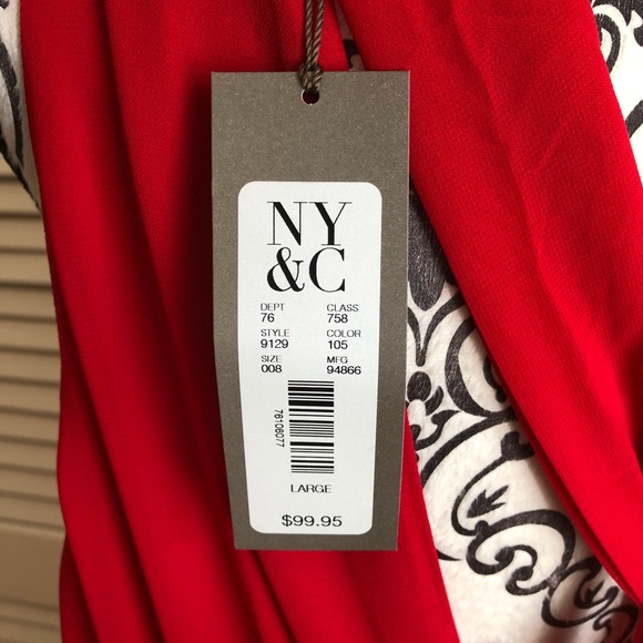 New York & Company Large Red Embroidery Maxi Dress - Picture 6 of 6
